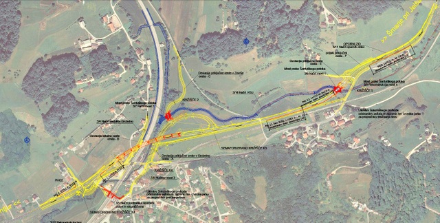 Načrt trase ceste skozi Grobelno